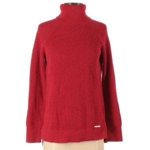 MICHAEL Michael Kors Woven Knitted Bright Red Turtleneck Sweater SZ M